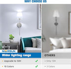 NIORSUN Battery Operated Wall Sconce Set of 2, Brushed Nickel Rechargeable Wall - Image 8