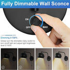 VATONI Dimmable Wall Sconces Set of 2, Plug in Wall Sconces Swing Arm Wall - Image 2