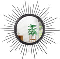 Black Sunburst Spoked Mirrors for Wall Boho Home Round Wall Art Mirror Classic by HLFMVWE