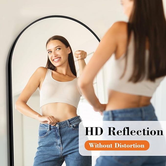 Sweetcrispy 56"x15" Arched Full Length Mirror, Leaning or Standing Full Body - Image 3