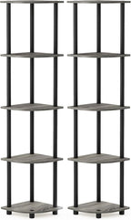 Furinno TURN-N-TUBE Corner Shelf Set of 2, 5-Tier Corner Bookshelf, Open - Image 6