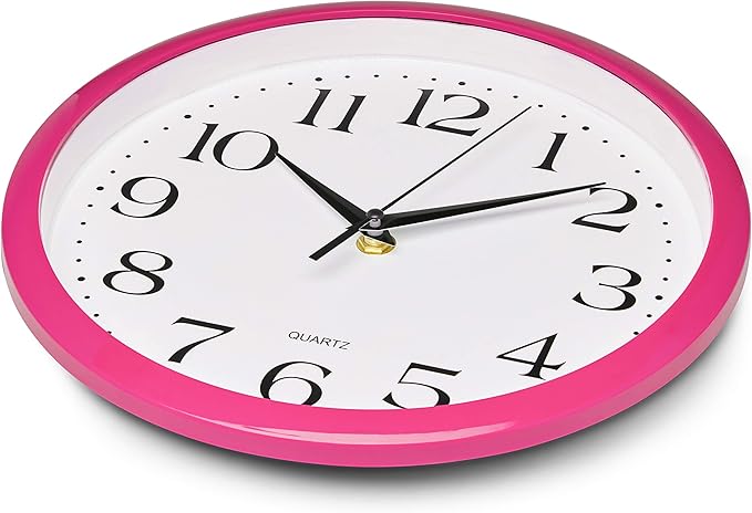 Bernhard Products Pink Wall Clock 10 Inch Silent Non Ticking Battery Operated - Image 3