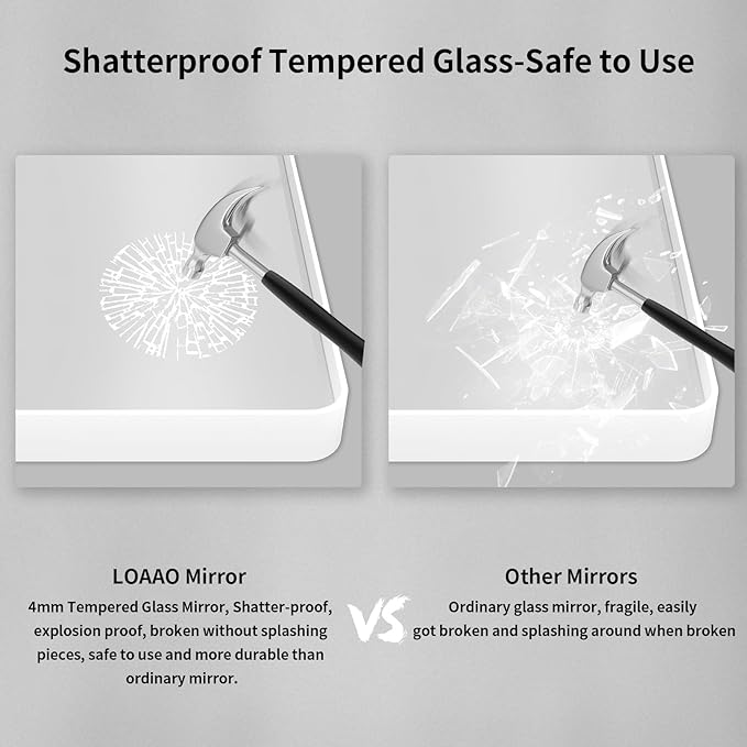 LOAAO 50x30 Inch White Metal Framed Bathroom Mirror - Image 7