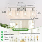Indoi 4-Light Bathroom Light Fixtures, Brushed Nickel Vanity Lights - Image 8
