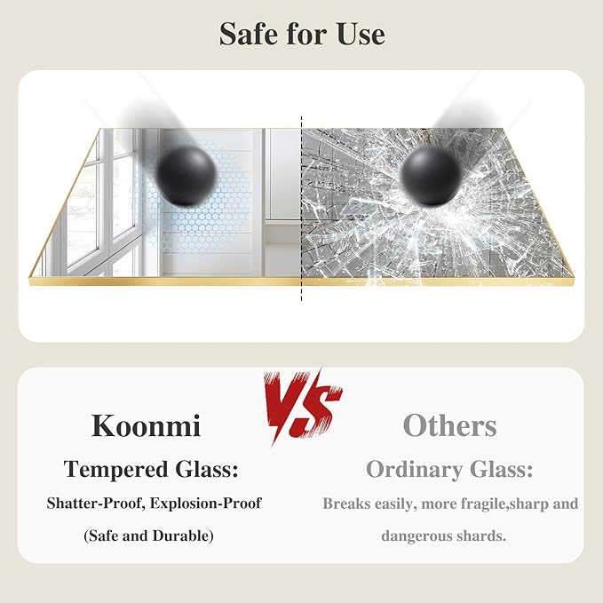 Koonmi Gold Mirrors for Wall, 30x36 Inch Bathroom Mirror, Rectangular Wall - Image 5