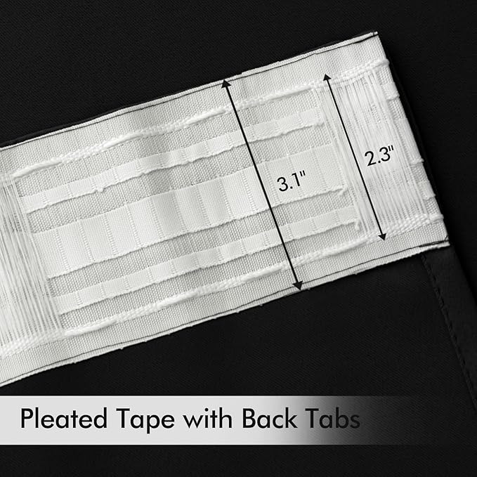 MIULEE Black Back Tab Blackout Curtains 96 Inch Length 2 Panels Set - Image 4
