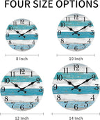KECYET Wall Clock Battery Operated 8 Inch Outdoor Beach Style Blue Coastal - Image 2