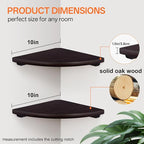 Gieanoo Floating Corner Shelves Set 2 10inch Walnut Solid Oak Rounded Corner - Image 6