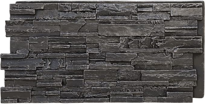 EverStone Cascade Faux Stone Panel, 48 5/8"W x 24 3/4"H x 1 1/4"D, Dark River by EkenaMillwork
