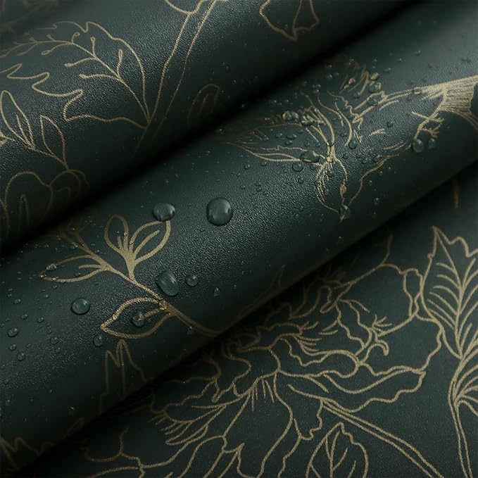 Froluya Dark Green and Gold Wallpaper Floral Peel and Stick Wallpaper - Image 9