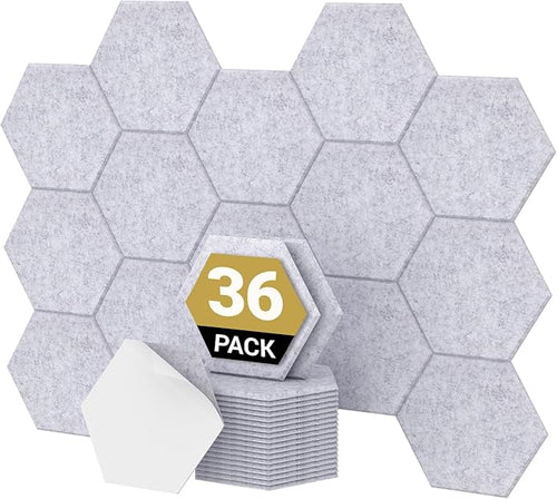 36 Pack Hexagon Acoustic Panels, TONOR 12"x 10"x 0.4" High Density Sound Proof by TONOR