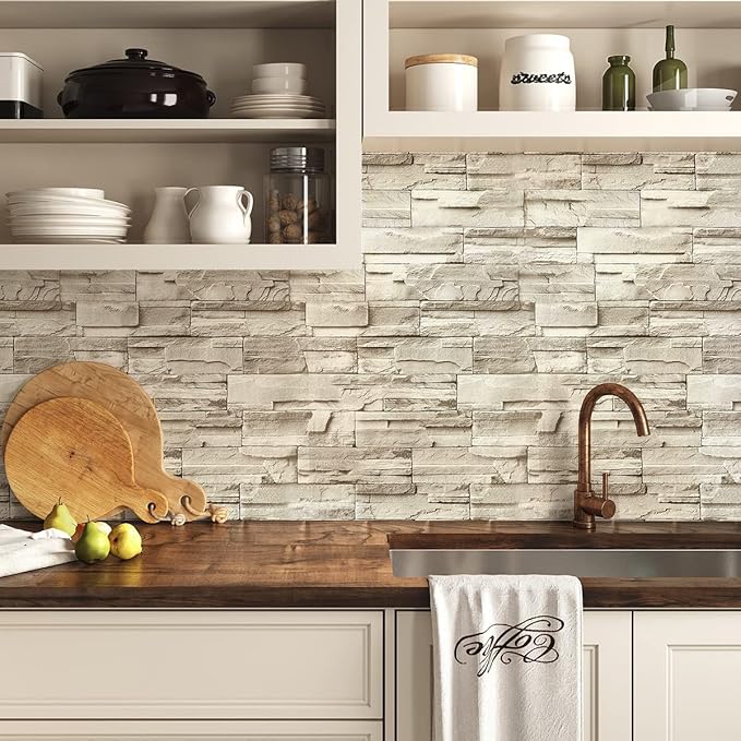Jeweluck Stone Wallpaper Peel and Stick Brick Wallpaper 17.7”×590.5” Brick - Image 3