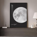 Framed Modern Elegant Black and White Moon Wall Art, Large Minimalist Celestial by Cuspin
