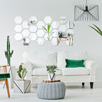 Shappy 32 Pcs Hexagon Mirror Wall Stickers Removable Silver Acrylic Mirror - Image 4