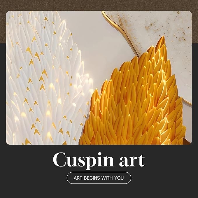 Framed Modern Luxury Wall Art for Living Room, Large White and Gold Leaf - Image 7