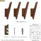 Wood Wall Hooks 4 Pack Coat Hooks Wall Mount Walnut Wooden Hooks - Image 9