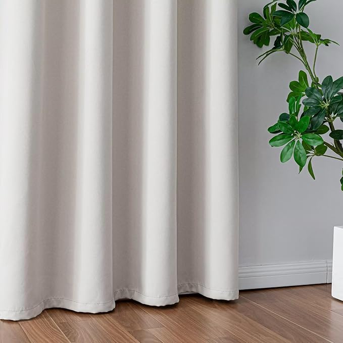 IGEMAEVE Greyish White Curtains 96 Inch Length 2 Panels Set, Light Filtering - Image 5