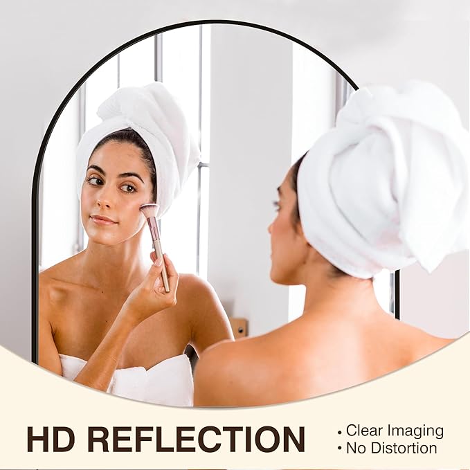 FICTOR Bathroom Mirror for Wall, Arched Vanity Bathroom Mirror for Over Sink - Image 4