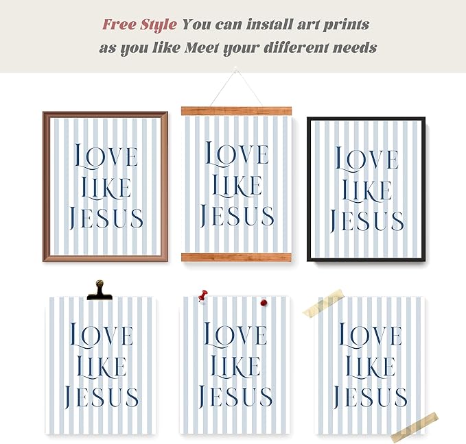 LARTSFRO Coquette Navy Blue Bow Jesus Wall Art Decor Posters, Inspirational - Image 4
