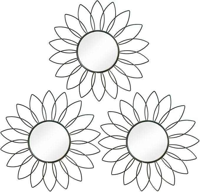3 Pack Metal Mirrors for Wall Sunburst Wall Mirrors Home Décor Decorative by Uaussi