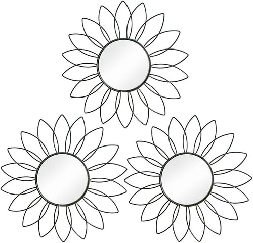 3 Pack Metal Mirrors for Wall Sunburst Wall Mirrors Home Décor Decorative by Uaussi
