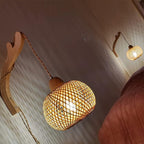 Frideko Bamboo Lantern Plug in Wall Sconces Wicker Wall Lamp - Image 3