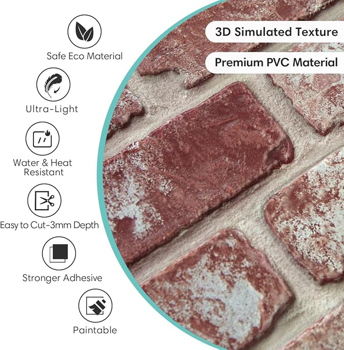 Commomy 3D Brick Wall Panels Peel and Stick - Image 3