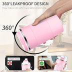 YINBAOGE Insulated Travel Coffee Mug, Spill & Leak Proof, Portable To Go Camping Stainless Steel Coffee Tumbler, Reusable Thermal Coffee Cup with Lid for Hot & Cold Drinks (Pink, 12 OZ)