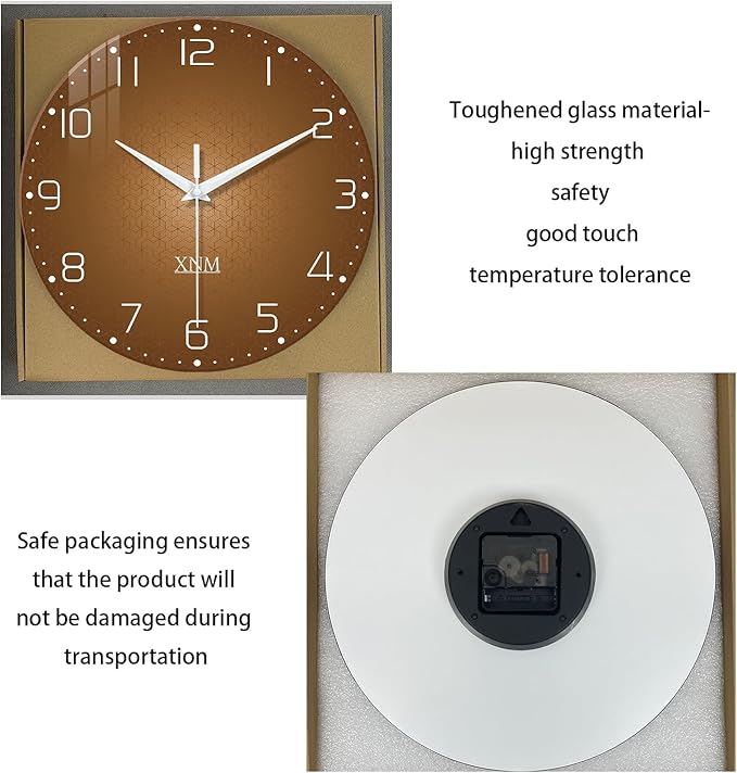 XNM Large Wall Clocks Battery Operated 16 Inch Modern Glass Wall Clock - Image 7