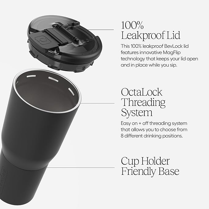 BrüMate Nav 35oz 100% Leak Proof Insulated Travel Tumbler with Magnetic BevLock™ Lid - Double Wall Cup-Holder Friendly Stainless Steel Mug (Blue Agave)