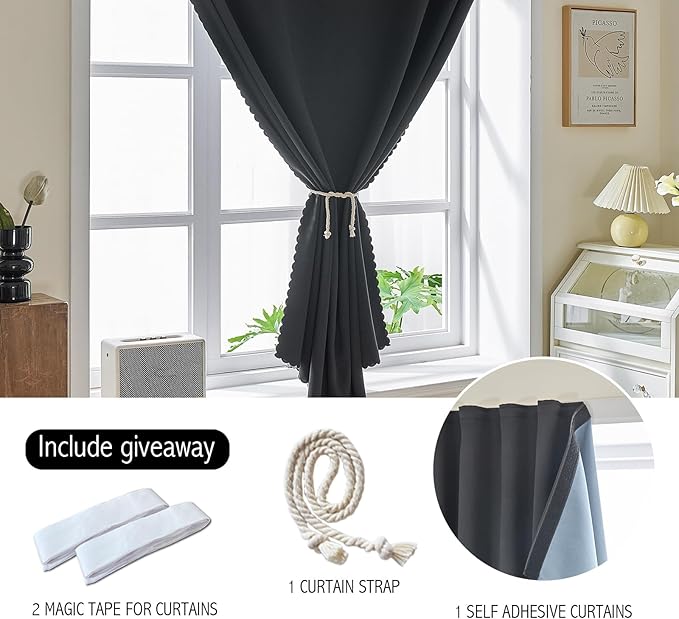 AJAZZ Self Adhesive Curtains 100% Blackout Shades Window Cover Sticky Curtain - Image 2