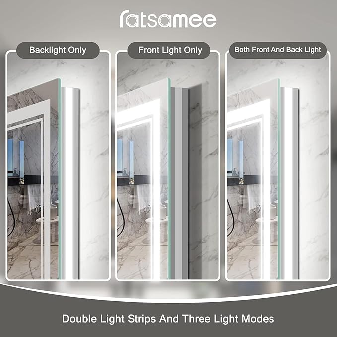 Ratsamee 40x36 Inch Led Mirror for Bathroom - Image 3
