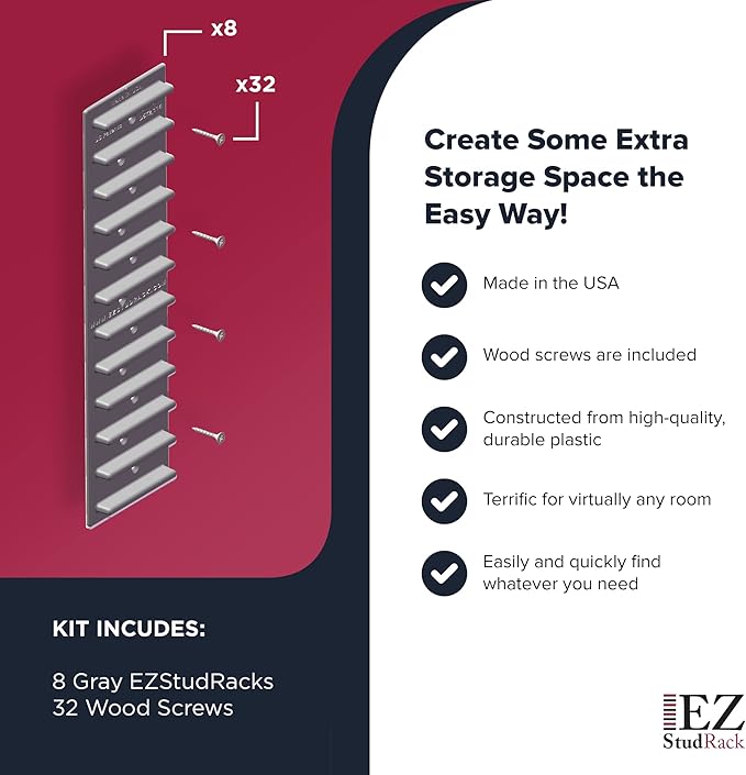 Made in USA EZStudRack Adjustable Shelf Brackets, Your Wood, You Supply It - Image 5
