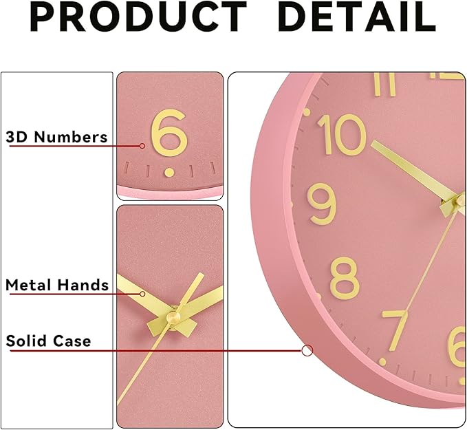 Roymnie Silent Wall Clocks Battery Operated 8 Inch-Modern Non Ticking Analog - Image 6