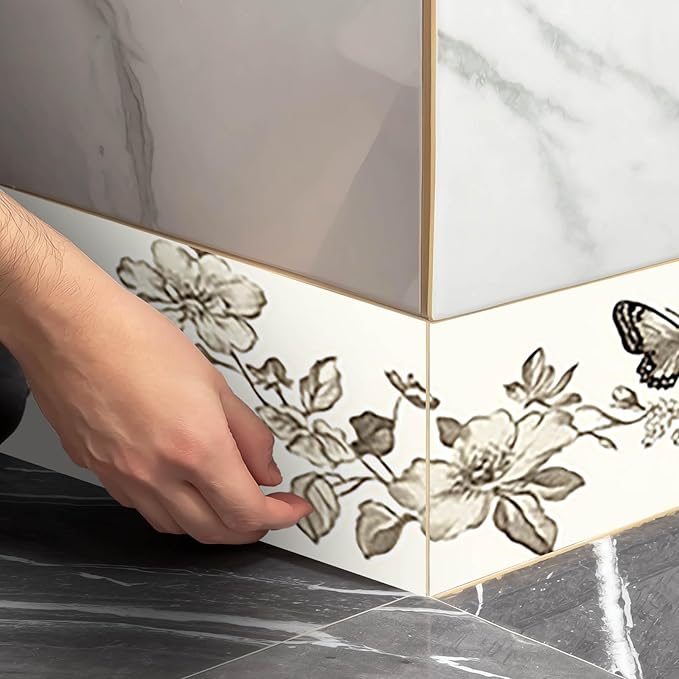 IVN Wallpaper Border Peel and Stick PVC Vintage Butterfly and Floral Design - Image 5