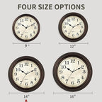 Wall Clock, Bronze Silent Non Ticking Battery Operated Clocks, Decorative - Image 2