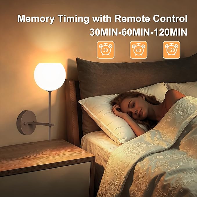 Brown Battery Operated Wall Sconces Set of 2, Rechargeable Wireless Wall Lights - Image 5