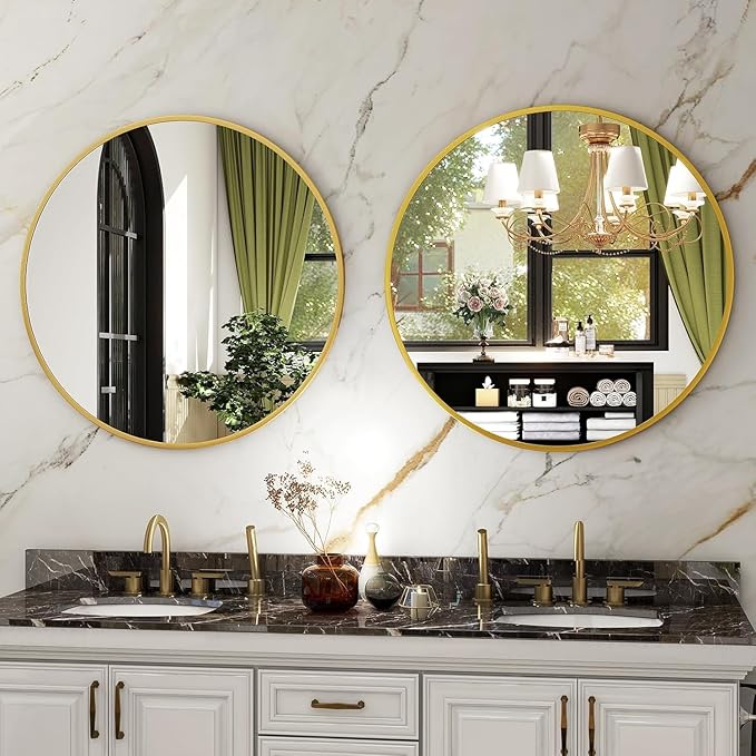 HARRITPURE Round Mirror 19.6 Gold Wall Mounted Circle Mirrors Vanity Mirror - Image 6