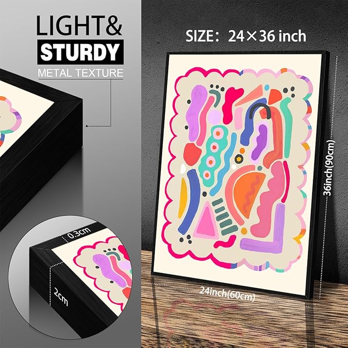 Funky Cute Kids Abstract Wall Art Trendy Bright Colorful Poster 24x36 inch - Image 2