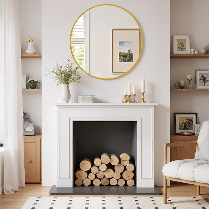 Round Wall Mirror 30 Inch Gold Vanity Mirror - Image 6