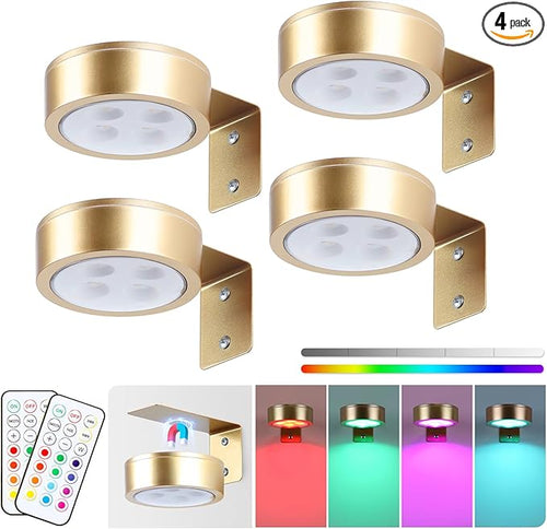 4-Pack Picture Light Battery Operated Painting Lights, 13 Color RGB Magnetic by KELUOLY