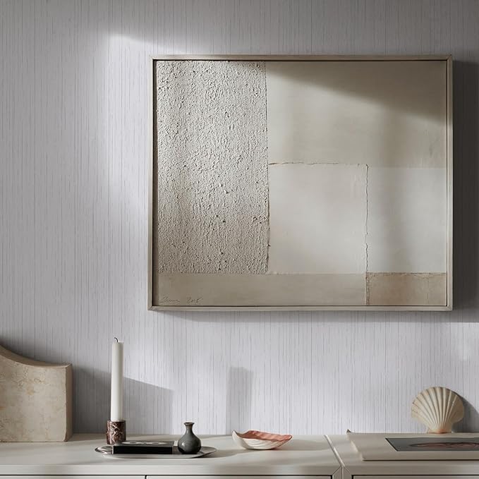 White Grasscloth Peel and Stick Wallpaper Texture Contact Paper A Set of 15.7" - Image 4