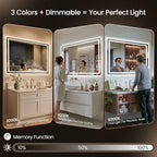 40X30 LED Bathroom Mirror with Lights, Backlit + Front Lit, Lighted Bathroom - Image 3