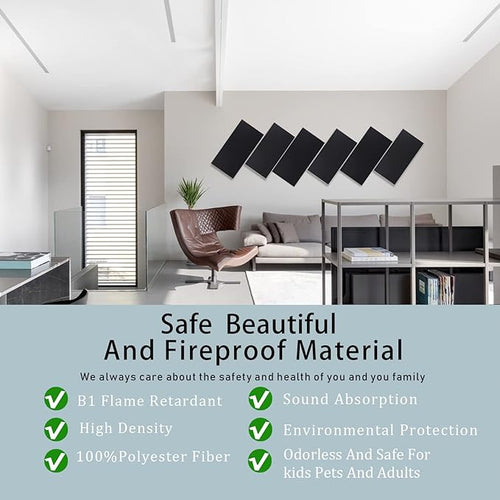 6 Pack Self-adhesive Acoustic Panels, 15.75" X 31.5" X 0.47" Soundproof Wall - Image 2