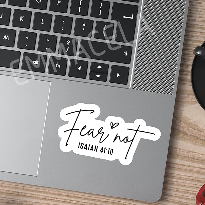 (3 Pack) Christian Stickers, “Fear Not – Isaiah 41:10” Bible Verse Decals – Waterproof Vinyl for Tumblers, Laptops, Water Bottles – 3 x 1.5 Inch