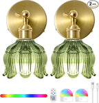 Vintage Battery Operated Wall Sconces - 5000mAh Rechargeable Dimmable Wireless by BlesULuk