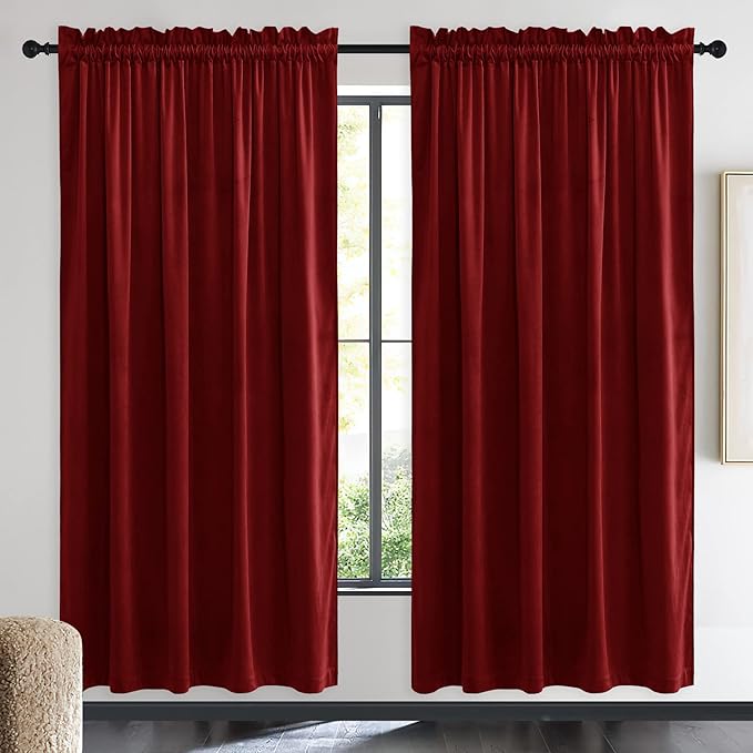 NICETOWN Christmas Red Velvet Textured Curtains/Draperies, Home Decoration by NICETOWN