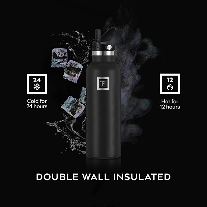 IRON °FLASK Camping & Hiking Hydration Flask with Straw, BPA-Free Insulated Stainless Steel Sports Water Bottle - 32 oz Aurora