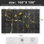 -Black and Gold Marbled Fabric Wallpaper Dark Abstraction Art Living Room - Image 4