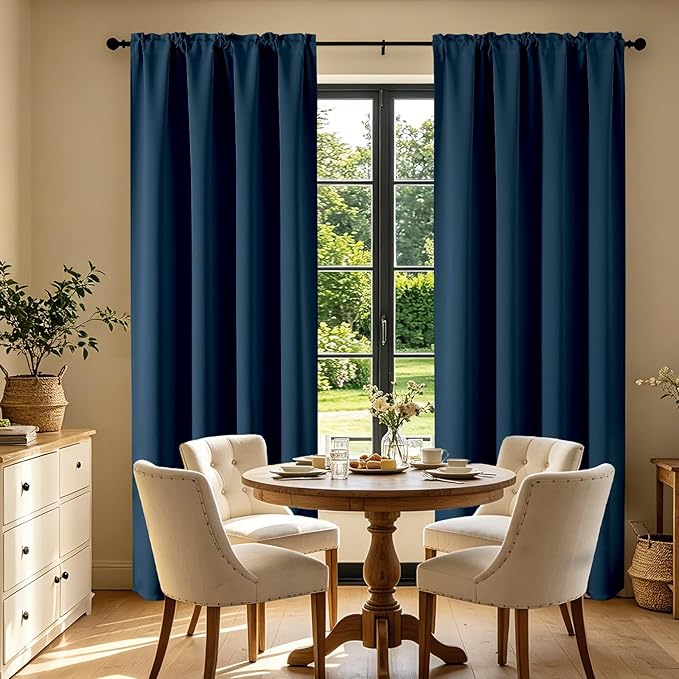 CUCRAF Navy Blue Blackout Curtains 54 inch Length 2 Panels Set, Rod Pocket Room - Image 7